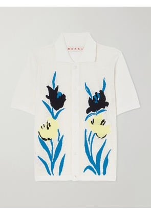 Marni - Intarsia Open-knit Cotton Polo Shirt - Multi - IT38,IT40,IT42,IT44,IT46