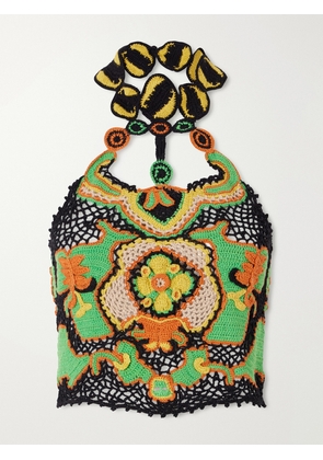 Etro - Cropped Crocheted Cotton Halterneck Top - Orange - IT36,IT38,IT40,IT42,IT44,IT46