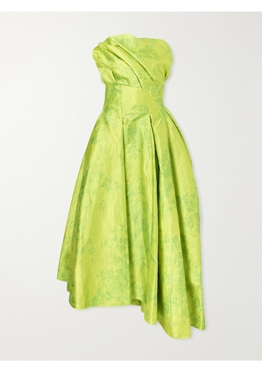 Erdem - Asymmetric Frayed Pleated Floral-print Crinkled-satin Maxi Dress - Green - UK 4,UK 6,UK 8,UK 10