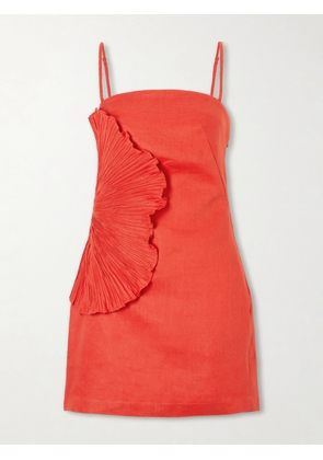 Andres Otalora - Respiro Lento Embellished Linen Mini Dress - Orange - US0,US2,US4,US6,US8,US10,US12