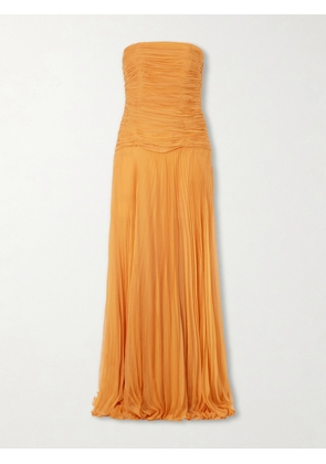 Andres Otalora - Puente De Sol Pleated Crinkled Silk-chiffon Maxi Dress - Orange - US0,US2,US4,US6,US8,US10
