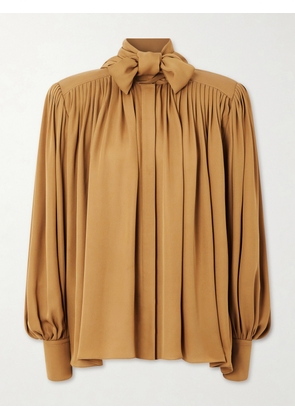 KHAITE - Vali Pussy-bow Silk-georgette Blouse - Neutrals - US0,US2,US4