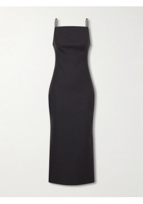 Givenchy - Sliced Kickback Grain De Poudre Wool Midi Dress - Gray - FR 34,FR 36,FR 38,FR 40,FR 42