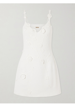 Cult Gaia - Flora Appliquéd Ribbed-knit Mini Dress - Neutrals - xx small,x small,small,medium,large,x large