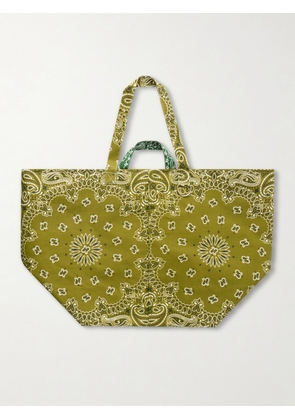 CALL IT BY YOUR NAME - Maxi Basket Printed Cotton Tote Bag - Green - One size