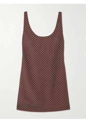 Posse - Evie Polka-dot Tencel™ Lyocell Mini Dress - Brown - xx small,x small,small,medium,large,x large