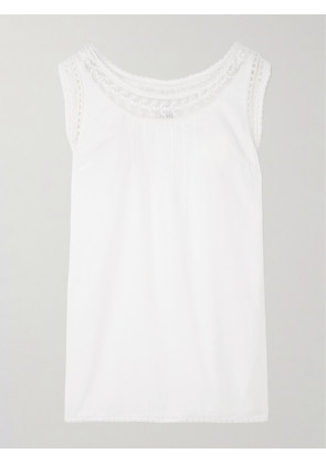 Posse - Danielle Lace-trimmed Cotton Mini Dress - White - xx small,x small,small,medium,large,x large,xx large