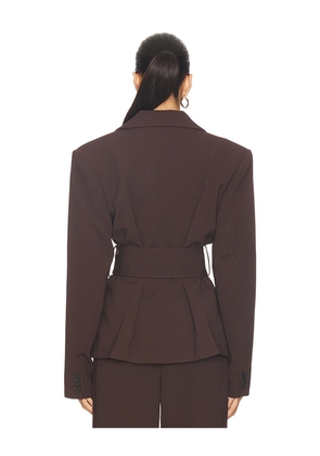 ROTATE Suiting Belted Blazer in Chocolate. Size 36. Also in 32, 34.