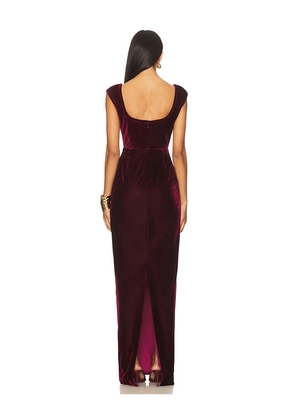 SAU LEE Brooke Velvet Gown in Burgundy. Size 12. Also in 00, 0, 4.