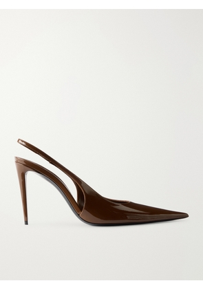SAINT LAURENT - Guermanted Leather Slingback Pumps - Brown - EU 35,EU 36,EU 37,EU 38,EU 38.5,EU 39,EU 39.5,EU 40,EU 41