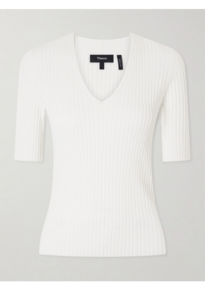 Theory - Pointelle-knit Crepe T-shirt - White - x small,small,medium,large