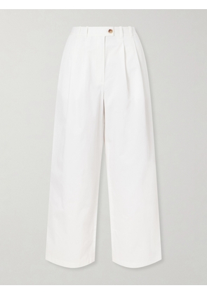 DÔEN - Lisa Pleated Cotton-twill Wide-leg Pants - White - US0,US2,US4,US6,US8,US10,US12