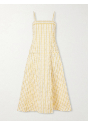 Rosie Assoulin - Drop Me A Note Striped Seersucker Midi Dress - Yellow - US0,US2,US4,US6,US8,US10,US12