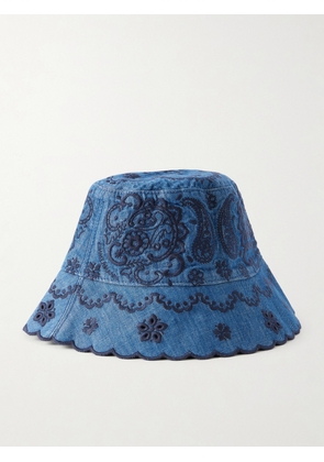 Zimmermann - Embroidered Denim Bucket Hat - Blue - S/M,M/L
