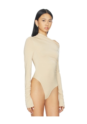 SNDYS Nami Bodysuit in Beige. Size S. Also in XXS, XS, M, L, XL, XXL.