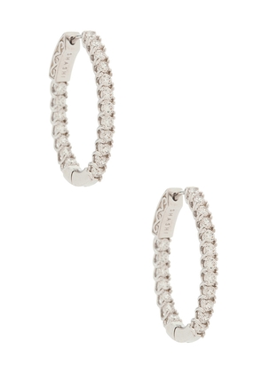 SHASHI Oval Diamond Hoop in Metallic Silver.