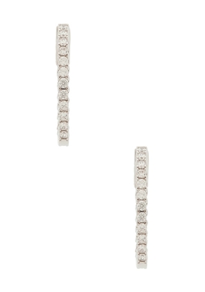 SHASHI Oval Diamond Hoop in Metallic Silver.