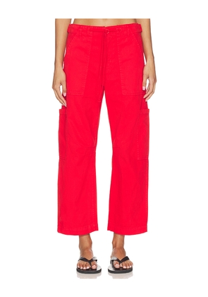 PISTOLA Sabrina Curved Utility Pants in Red. Size 24. Also in 25, 26, 27, 28, 29, 30, 31, 32, 33.