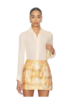 RENGGLI Silk Georgette Button Up Shirt in Peach. Size L. Also in M, S, XL, XS.