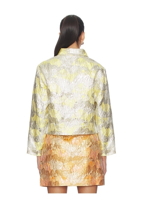 RENGGLI Brocade Jacket in Metallic Silver,Yellow. Size L. Also in M.