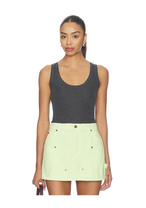 RENGGLI Scoop Neck Rib Tank in Charcoal. Size L. Also in M, S, XL, XS, XXS.