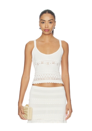 Ulla Johnson Esme Eyelet Knit Camisole in Ivory. Size L. Also in M, S, XL, XS.