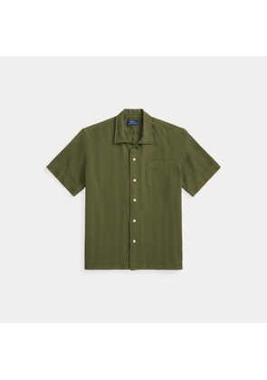 Classic Fit Basket-Weave Camp Shirt