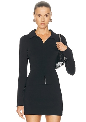 Alexander Wang Long Sleeve Fixed Packet Polo Top in Black - Black. Size XS (also in S, M, L).
