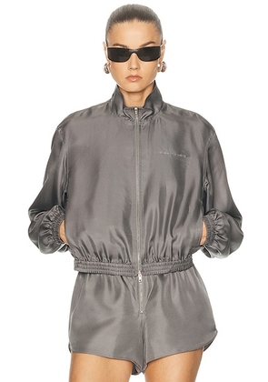 Alexander Wang Cropped Track Jacket in Steel Gray - Grey. Size XS (also in M, L).