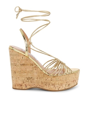 Aquazzura Ritmo 130 Wedge Sandal in Soft Gold - Metallic Gold. Size 36 (also in 36.5, 37, 37.5, 38, 38.5, 39, 39.5, 40, 41).