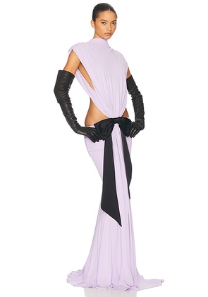 Helsa The Constantina Jersey Dress With Bow in Amethyst - Purple. Size XS (also in ).