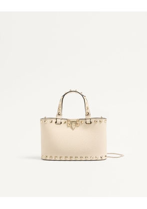Valentino Garavani Rockstud Mini Shopping Bag In Grainy Calfskin Woman LIGHT IVORY UNI