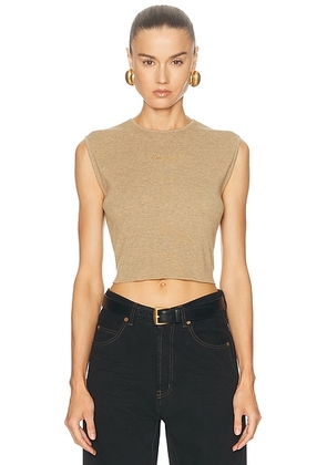 Fear of God ESSENTIALS Signature Rib Knit Cropped Rib Top in Dune - Taupe. Size XS (also in L, M, S, XL).