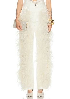 Lapointe Stretch Cotton Twill Feather Pant in Cream - Cream. Size 0 (also in ).
