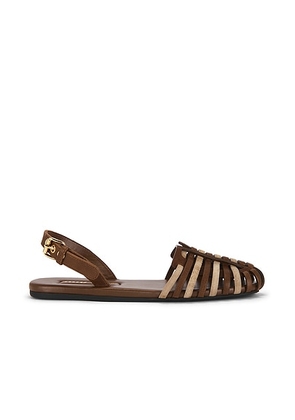 Miu Miu Ballerine Slingback Flat in Rovere & Deserto - Brown. Size 36.5 (also in 37, 37.5).