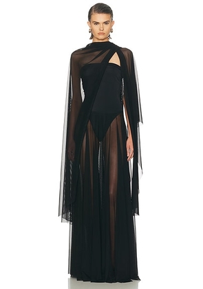 Norma Kamali Wrap Shawl in Black - Black. Size XS/S (also in M/L).