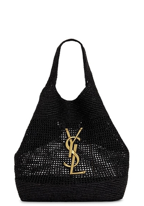 Saint Laurent Icare Raffia Bag in Nero & Nero - Black. Size all.
