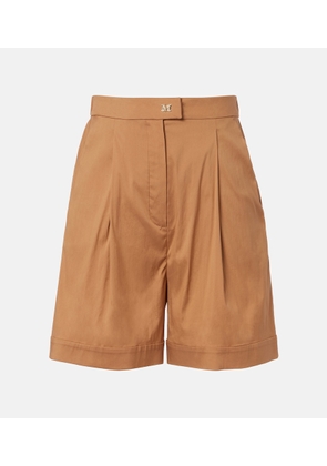 Max Mara Medeola pleated cotton-blend Bermuda shorts