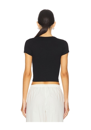 Enza Costa Supima Baby Cropped Tee in Black. Size M. Also in XS, S, L.