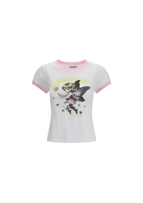 Ganni White Cotton T-Shirt - S