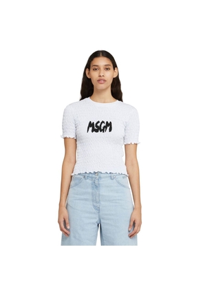 MSGM White Cotton T-Shirt - XS