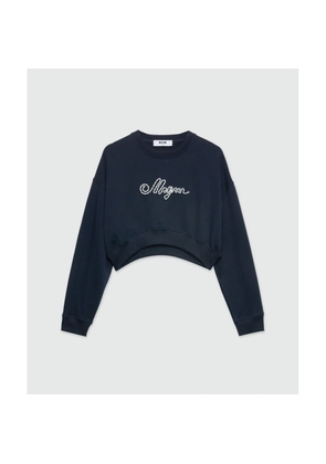 MSGM Blue Cotton Sweatshirt - XXS