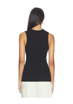 Enza Costa Textured Rib Sleeveless U Top in Black. Size XS. Also in S, M.