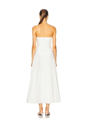 SIMKHAI Arie Strapless Bustier Midi Dress in White. Size 2. Also in 0, 4, 8, 10.