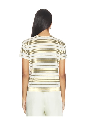 FRAME The Linen Baby Tee in Army,Neutral. Size S. Also in XS, M.