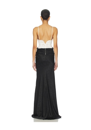 For Love & Lemons Karissa Maxi Gown in Black,White. Size 00. Also in 0, 2, 4, 6, 8, 10, 12.