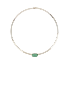 Jennifer Behr Elaine Collar in Green,Metallic Silver.