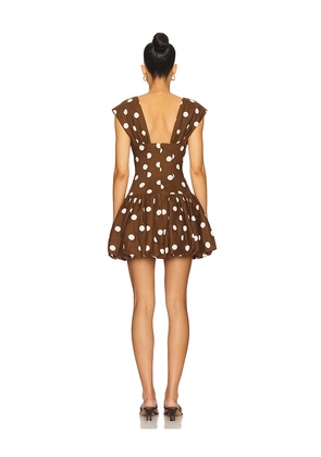 MAJORELLE Dot Mini Dress in Brown. Size M. Also in XXS, XS, S.