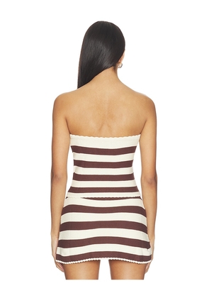 Solid & Striped The Celeste Tube Top in Brown,Cream. Size XS. Also in L, M, S.