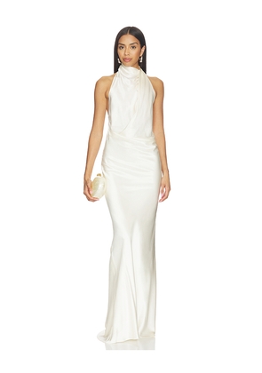 The Sei Halter Drape Gown in Cream. Size 2. Also in 4, 6, 8, 10.
